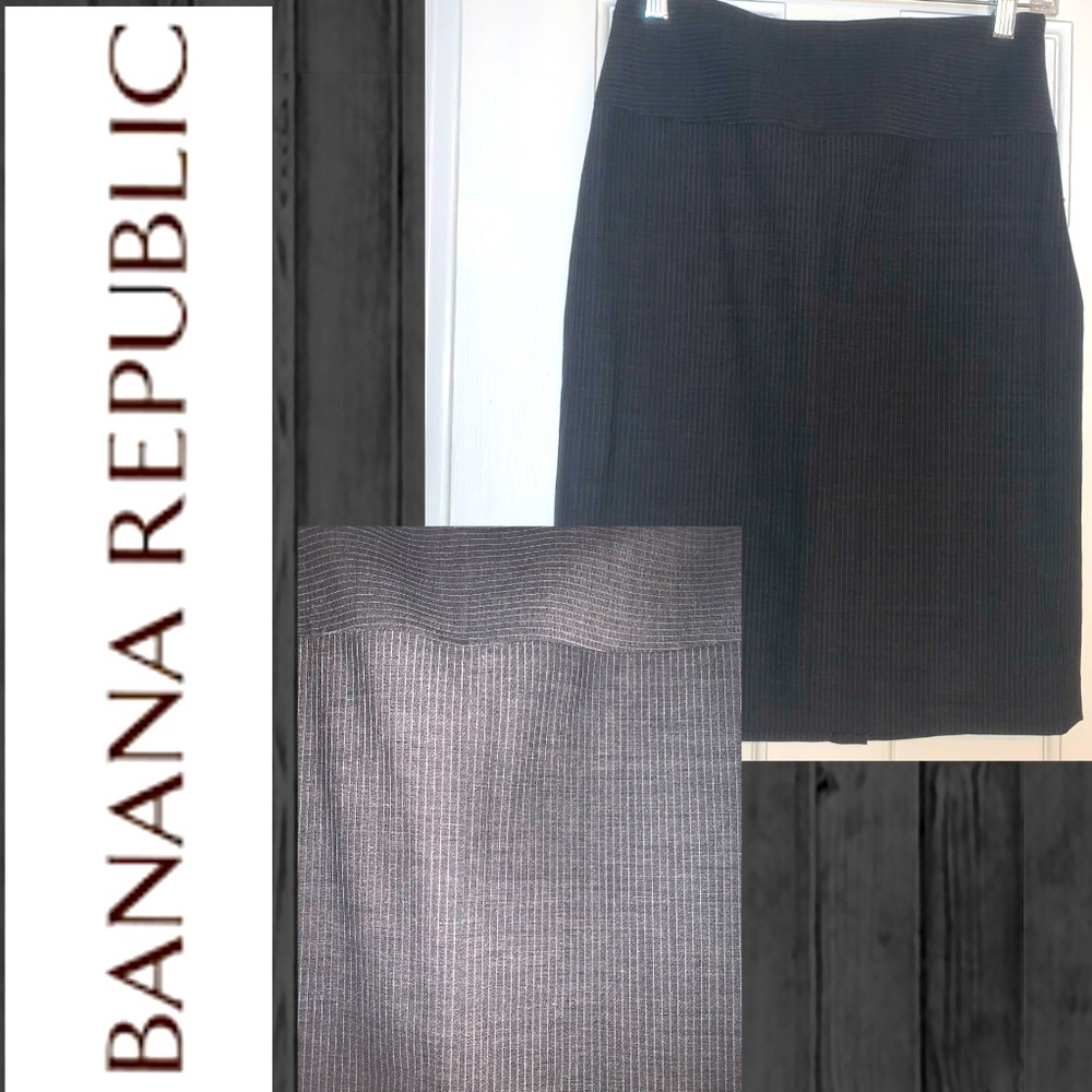 Banana Republic Skirt Grey Wool Pinstripe Pencil